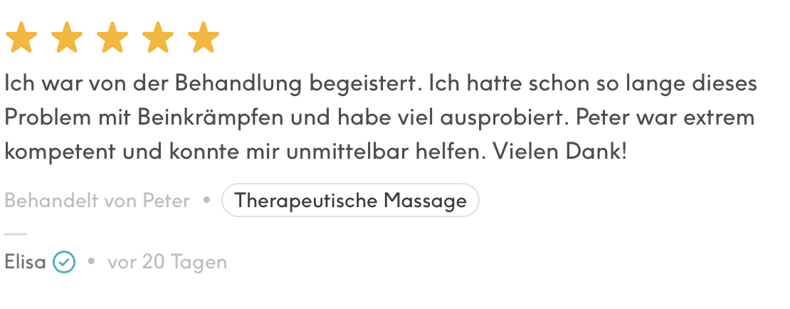 Zufriedene Kundenbewertung Kernmassage