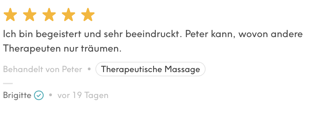 Zufriedene Kundenbewertung Kernmassage